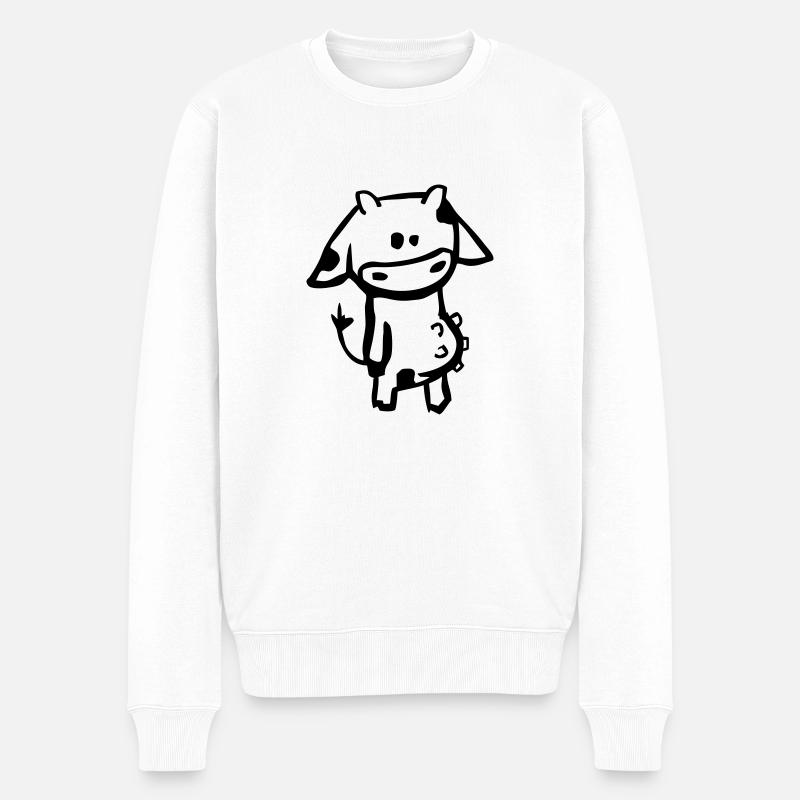 Kuh - Männer Premium Bio Pullover - Weiß