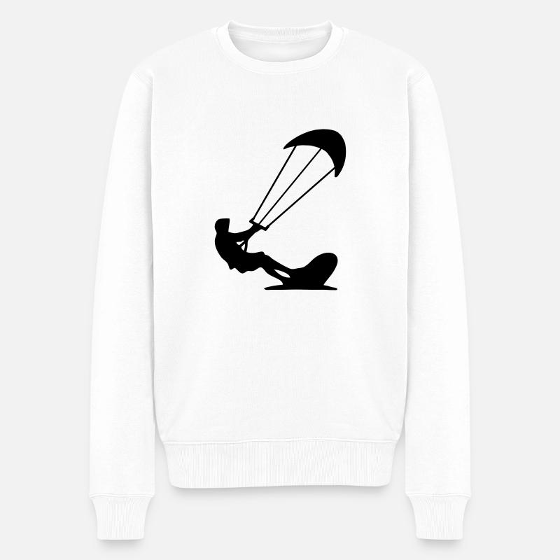 Kitesurfer - Kiteboarding - Männer Premium Bio Pullover - Weiß