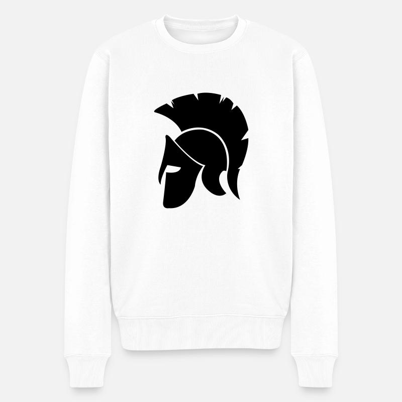 sparta_helm - Männer Premium Bio Pullover - Weiß