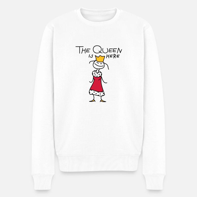 The Queen - Männer Premium Bio Pullover - Weiß