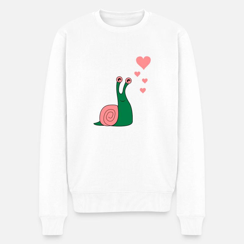 schnecke_verliebt_02 - Männer Premium Bio Pullover - Weiß