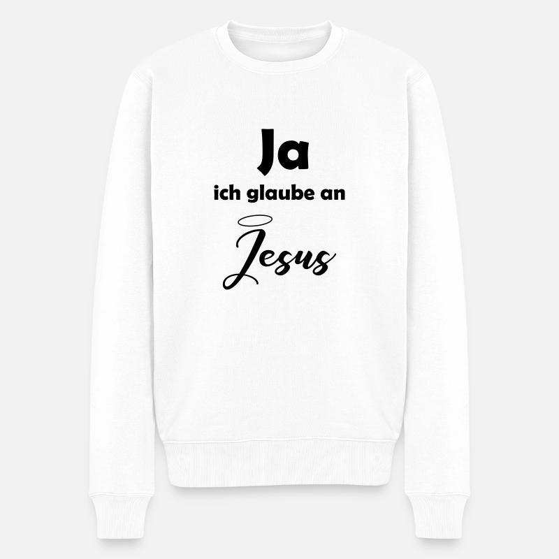 glaube_an_jesus - Männer Premium Bio Pullover - Weiß