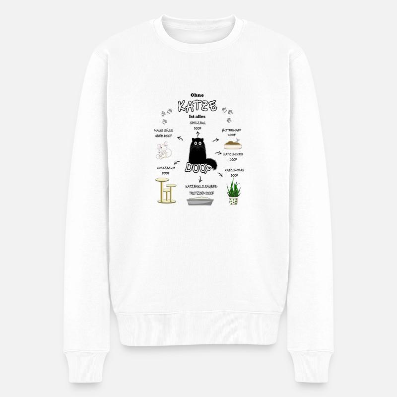 Katze Cat Kitten Kater Kätzchen Katzen schwarz - Männer Premium Bio Pullover - Weiß