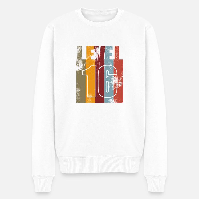 Level 16. Geburtstag Vintag Gamer - Männer Premium Bio Pullover - Weiß