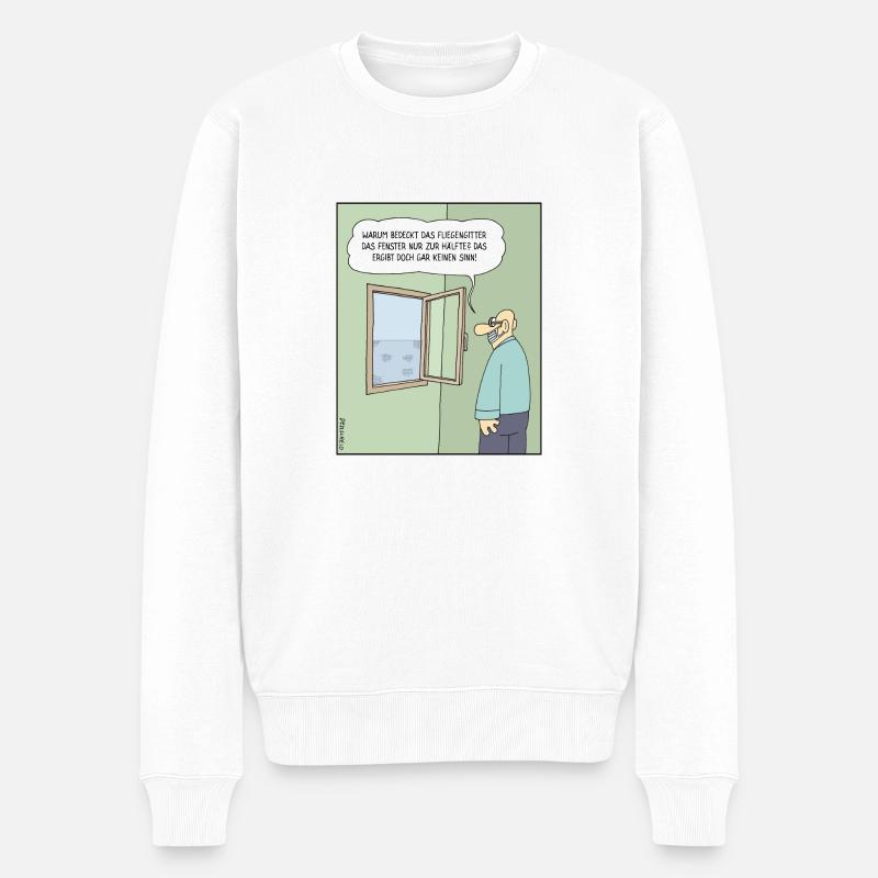 4199 Fliegengitterhalbmaskennasenpimmelcartoon - Männer Premium Bio Pullover - Weiß