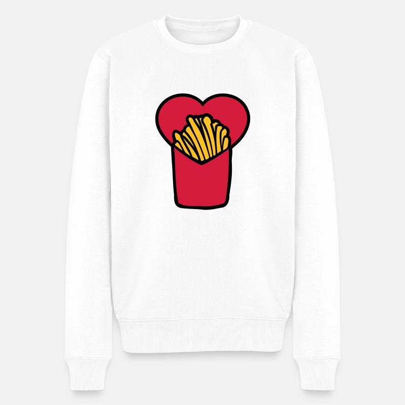 French Fries Love - Männer Premium Bio Pullover - Weiß