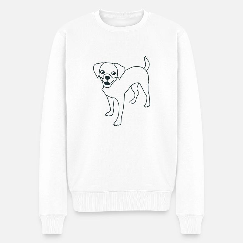 chien chiot debout - Pull Premium bio Homme - blanc