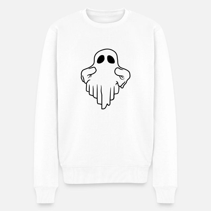 Comic lustiger schwebender Geist - Männer Premium Bio Pullover - Weiß