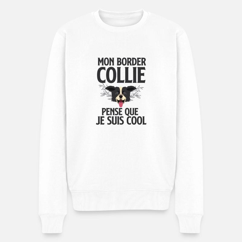 Mon Border collie - Pull Premium bio Homme - blanc