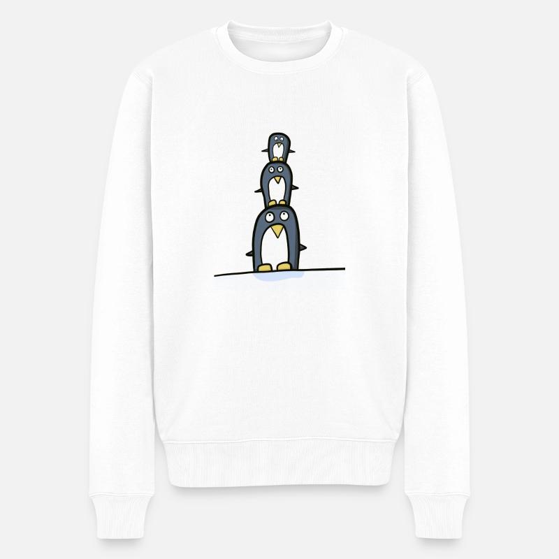 pingouins drôles, pingouins acrobatiques - Pull Premium bio Homme - blanc