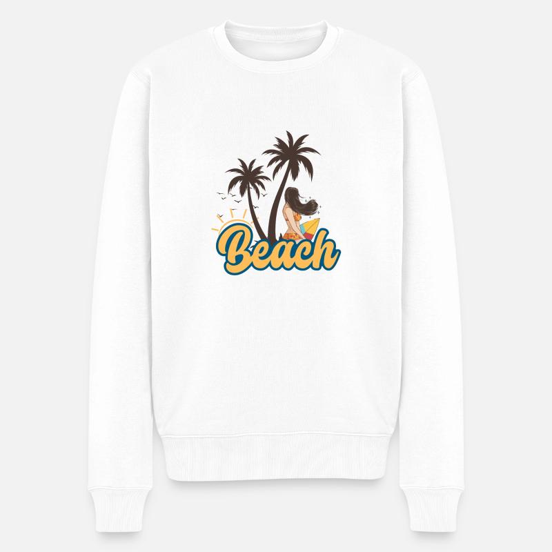 Plage beach été - Pull Premium bio Homme - blanc