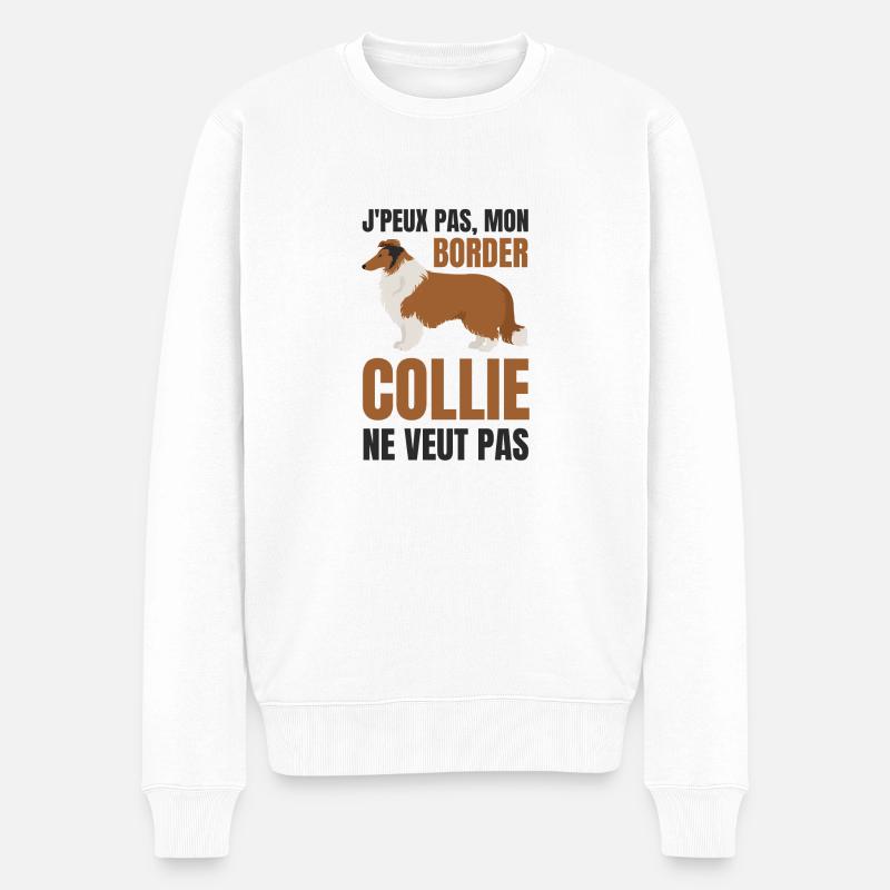 Border collie chien doux - Pull Premium bio Homme - blanc