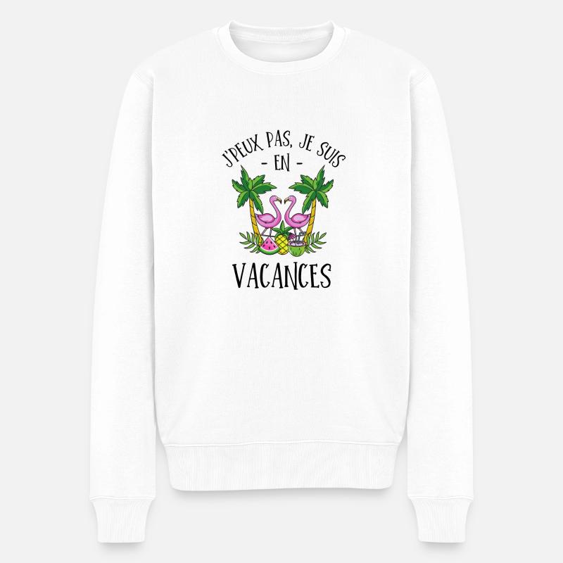 Flamant rose vacances - Pull Premium bio Homme - blanc