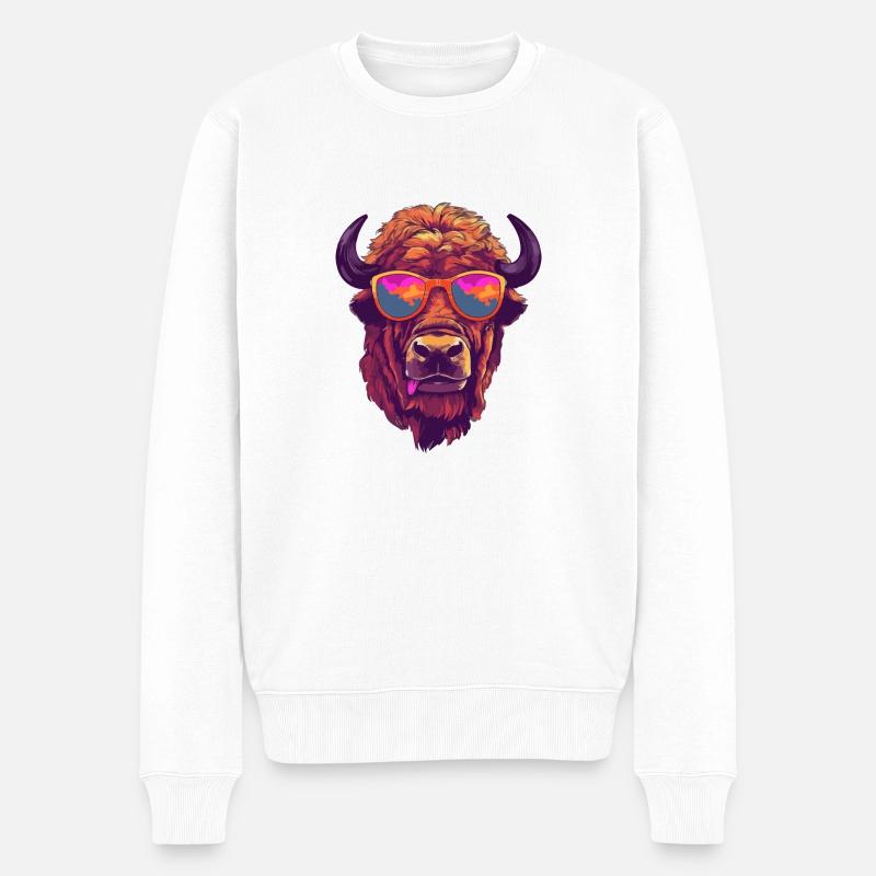 Boli le bison - Pull Premium bio Homme - blanc