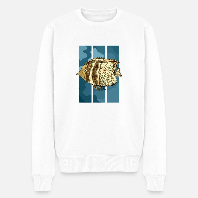 Fisch - Männer Premium Bio Pullover - Weiß