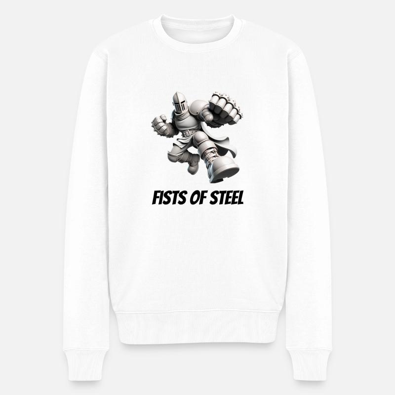 Fäuste aus Stahl - Männer Premium Bio Pullover - Weiß