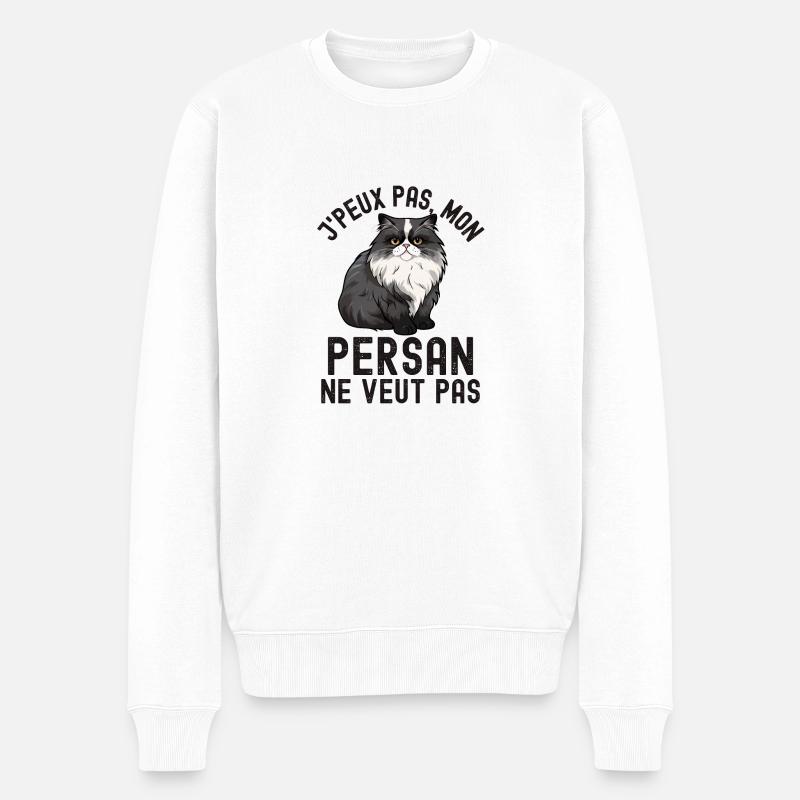 Chat de race persan - Pull Premium bio Homme - blanc