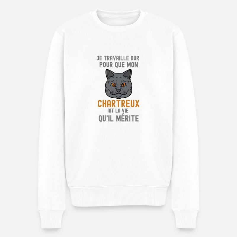 Chat chartreux - Pull Premium bio Homme - blanc