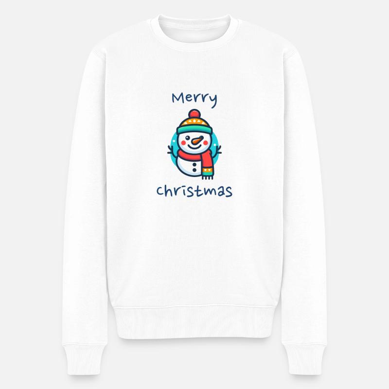 Schneemann - Männer Premium Bio Pullover - Weiß