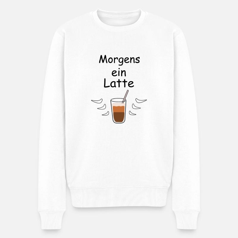 Morgens ein Latte - Männer Premium Bio Pullover - Weiß