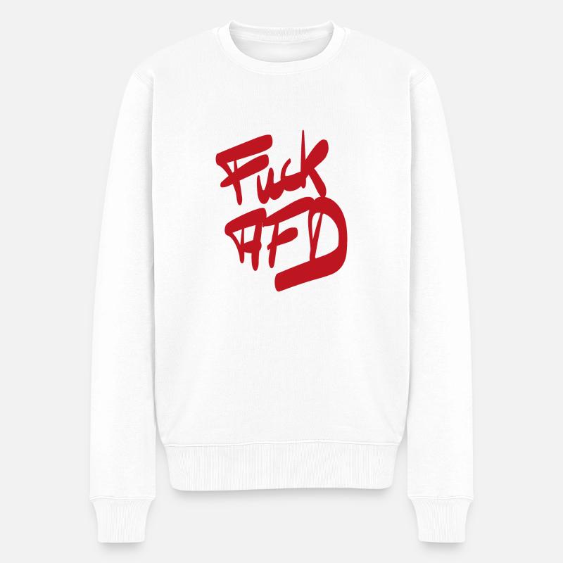 FCK AFD rot - Männer Premium Bio Pullover - Weiß