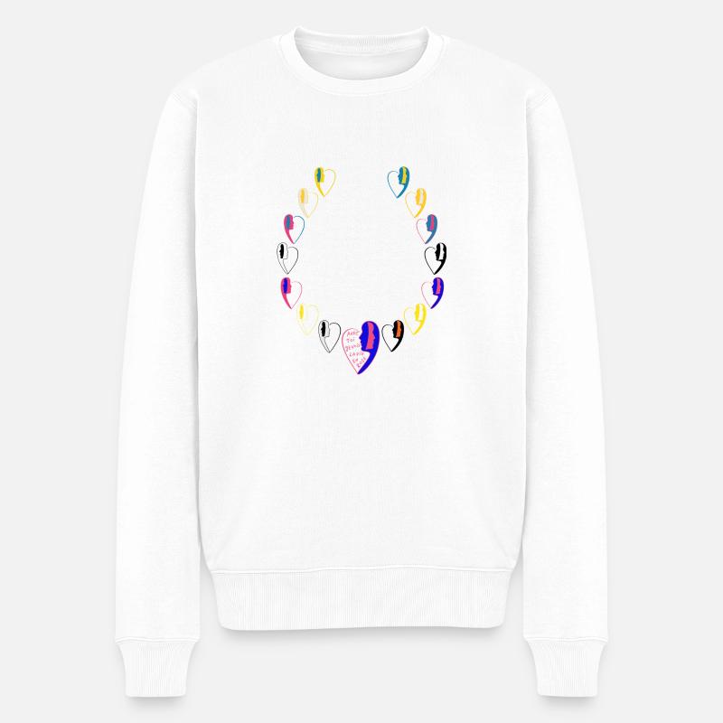 Collier avec message d'amour. - Pull Premium bio Homme - blanc