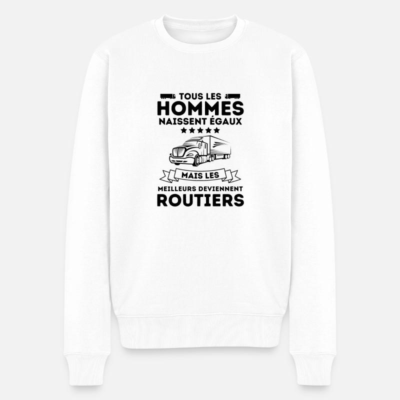 routier conducteur de camion - Pull Premium bio Homme - blanc