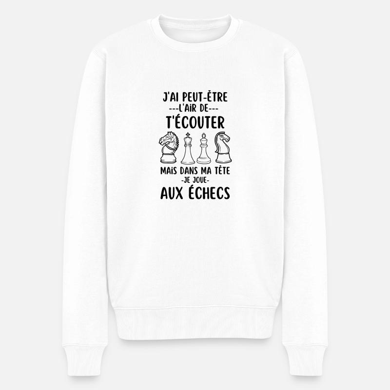 Jouer aux échecs - Pull Premium bio Homme - blanc