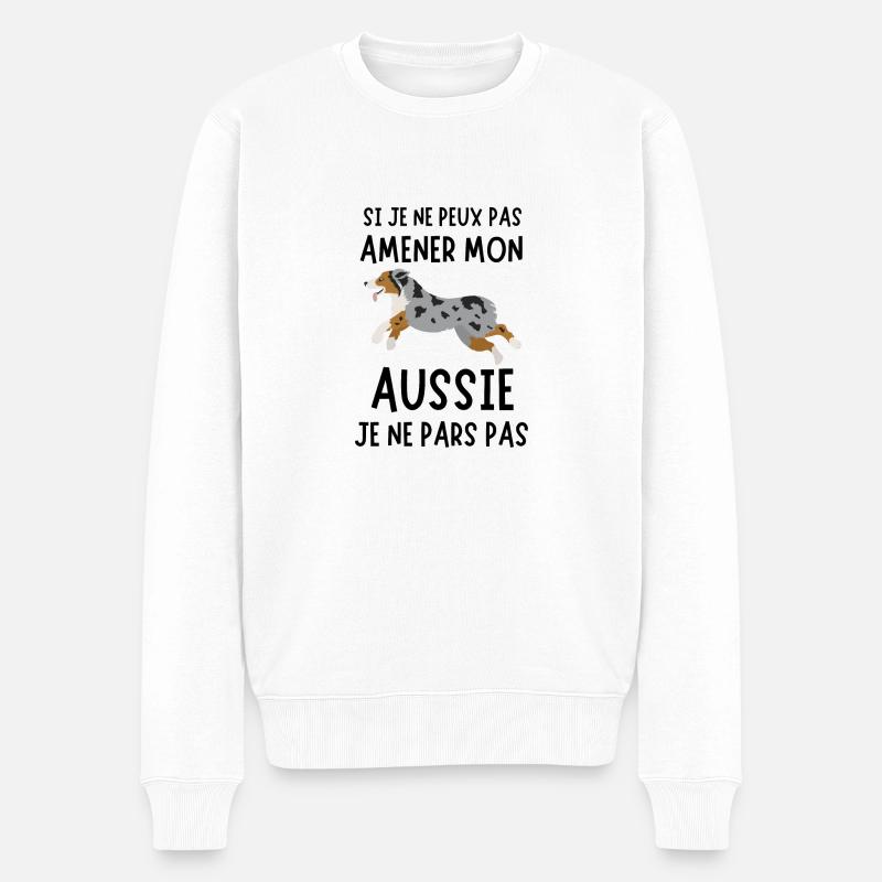 Aussie chien berger australien - Pull Premium bio Homme - blanc