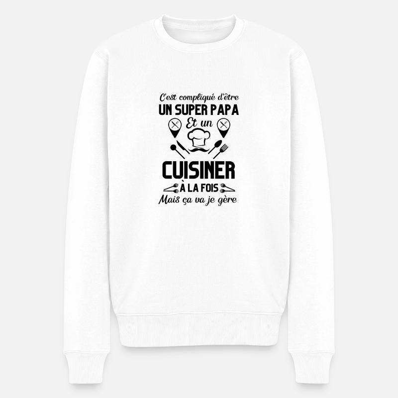 Super papa cuisinier - Pull Premium bio Homme - blanc