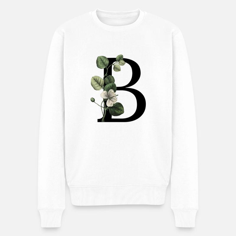 lettre b botanique vert - Pull Premium bio Homme - blanc