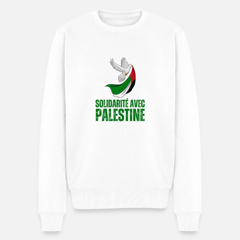 Solidarité avec Gaza Palestine - Pull Premium bio Homme - blanc