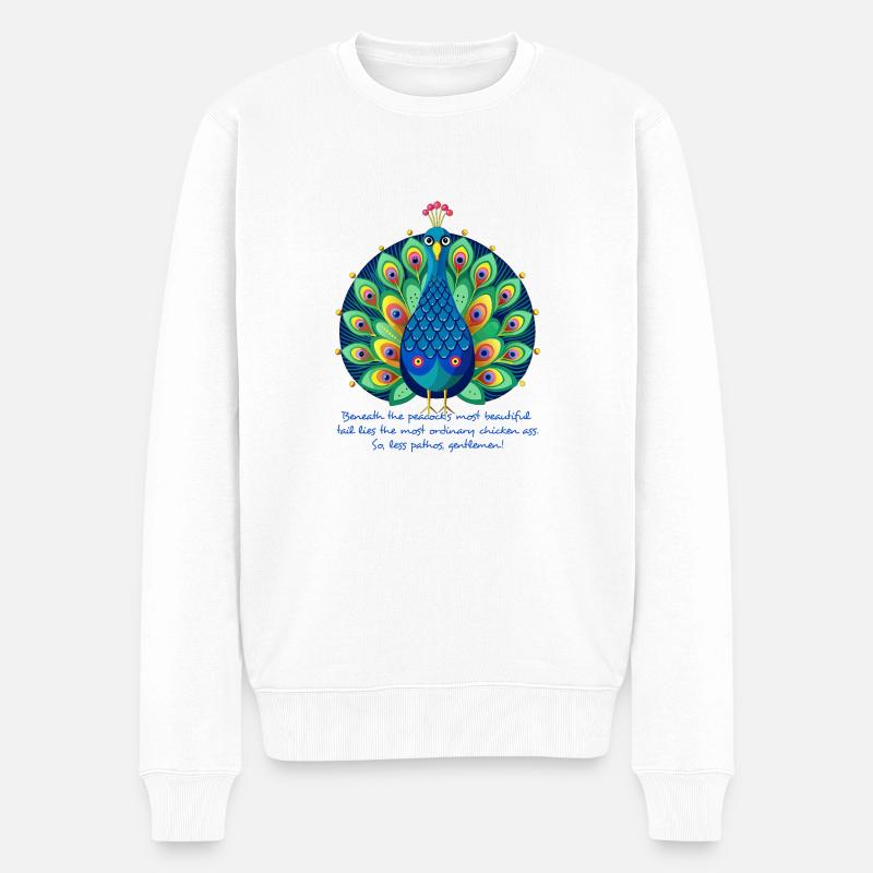 Erbärmlicher Pfau - Männer Premium Bio Pullover - Weiß