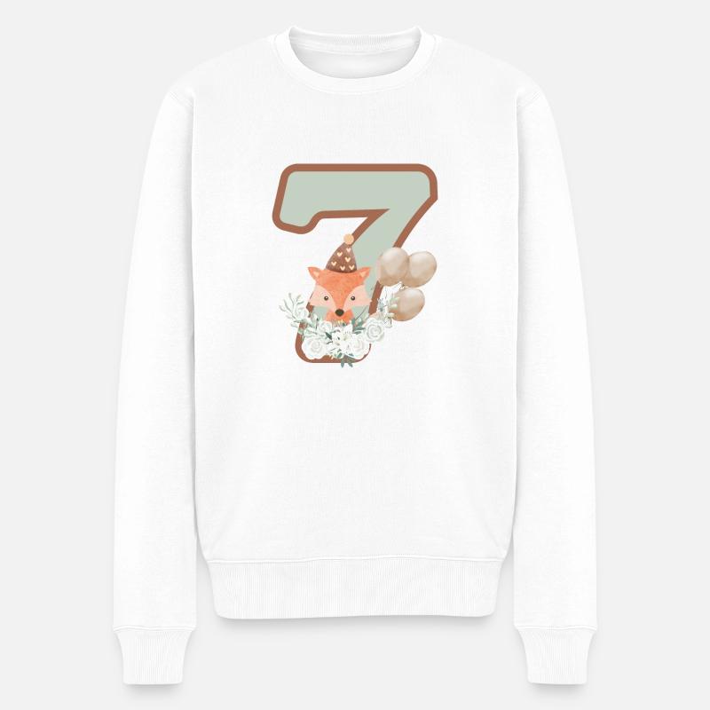 7e anniversaire renard fleurs - Pull Premium bio Homme - blanc