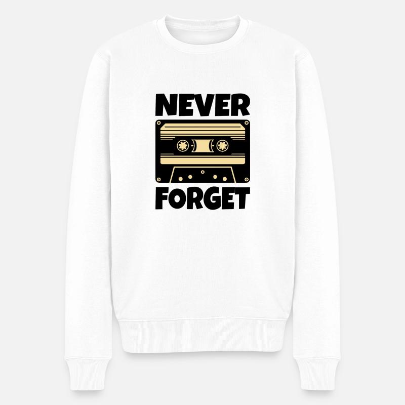 Kassette Retro Never Forget - Männer Premium Bio Pullover - Weiß