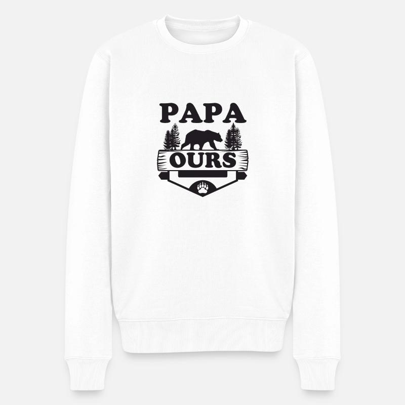 Papa Ours grognon - Pull Premium bio Homme - blanc