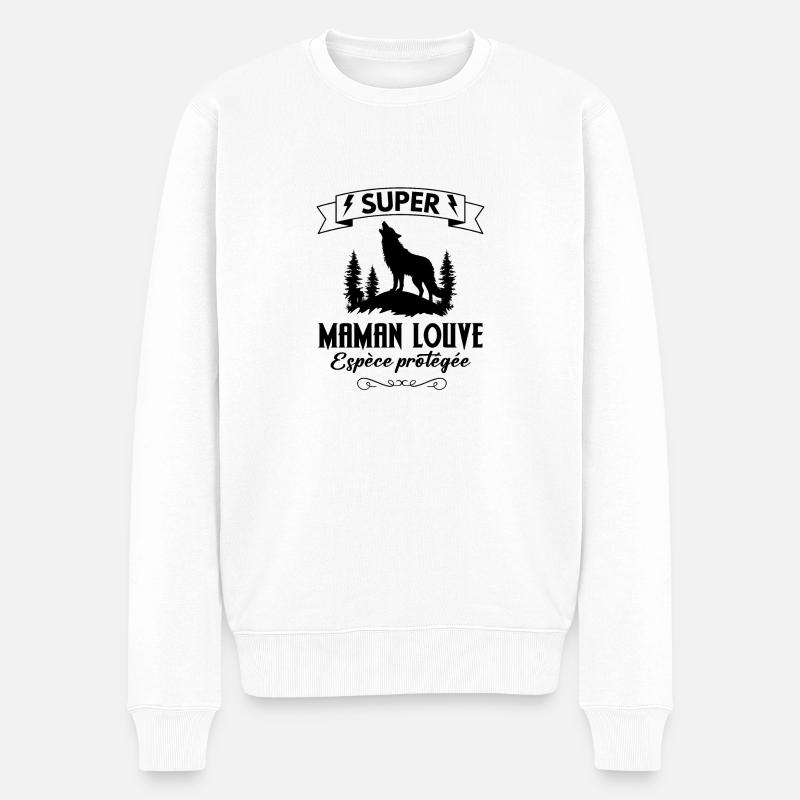 Super maman louve - Pull Premium bio Homme - blanc