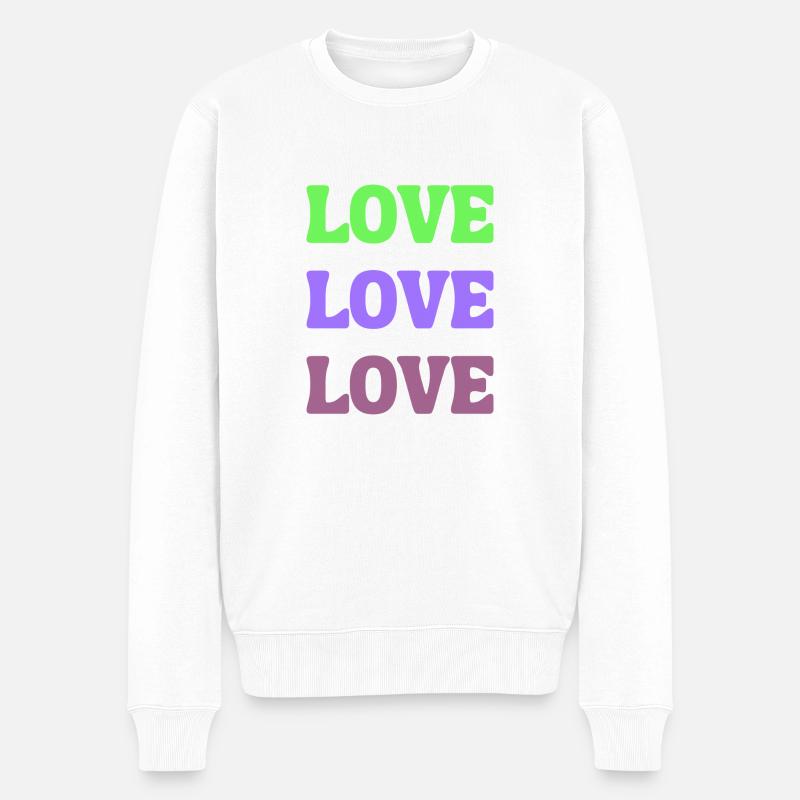 Love Love Love - Männer Premium Bio Pullover - Weiß