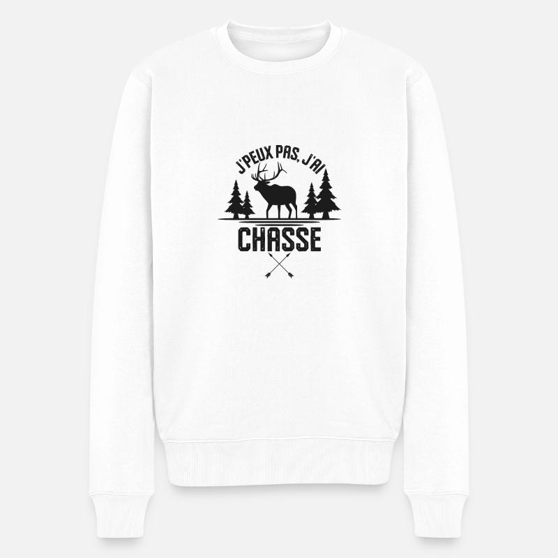 Chasse Cerf Bois - Pull Premium bio Homme - blanc