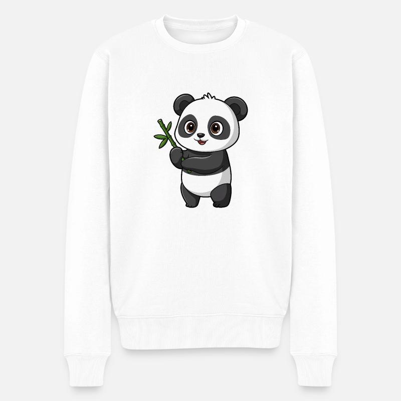 Kawaii Panda Bär - Männer Premium Bio Pullover - Weiß