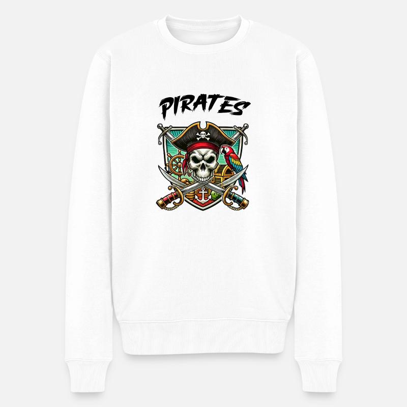piraten - Männer Premium Bio Pullover - Weiß