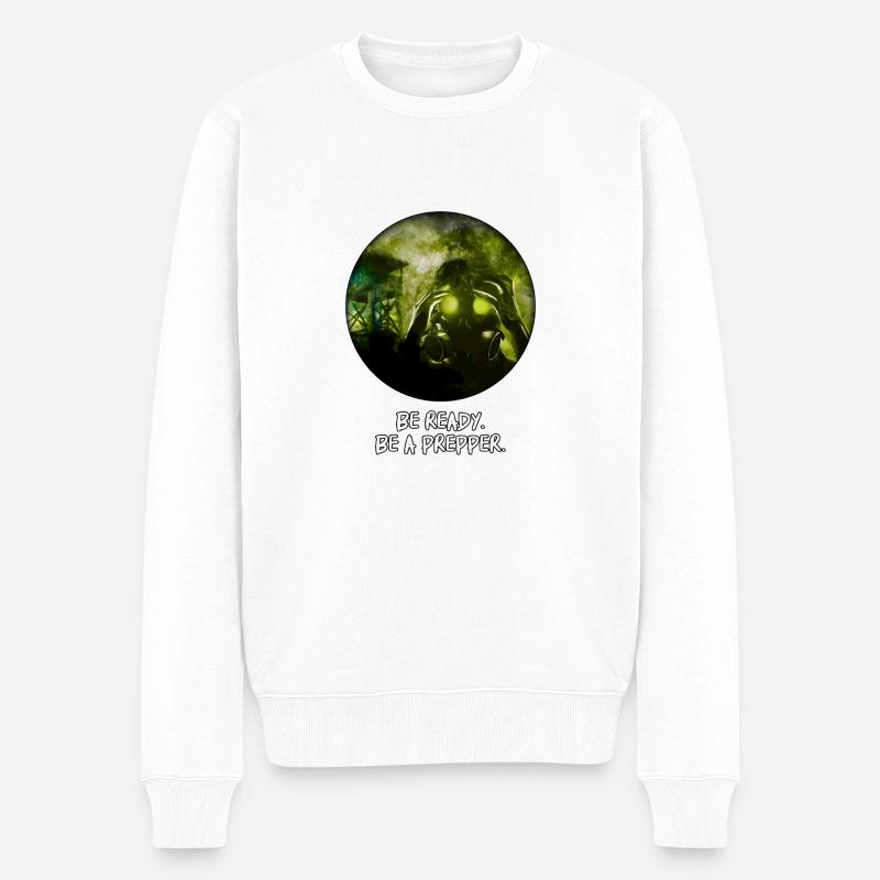 Bereitstehen. Sei ein Prepper. - Männer Premium Bio Pullover - Weiß