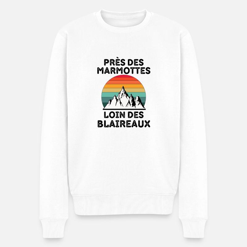Marmotte fort paysage - Pull Premium bio Homme - blanc