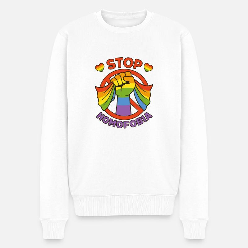 Stop à l’homophobie Pride - Pull Premium bio Homme - blanc