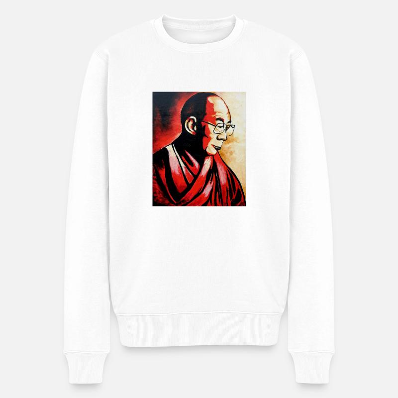 Dalai Lama - Männer Premium Bio Pullover - Weiß