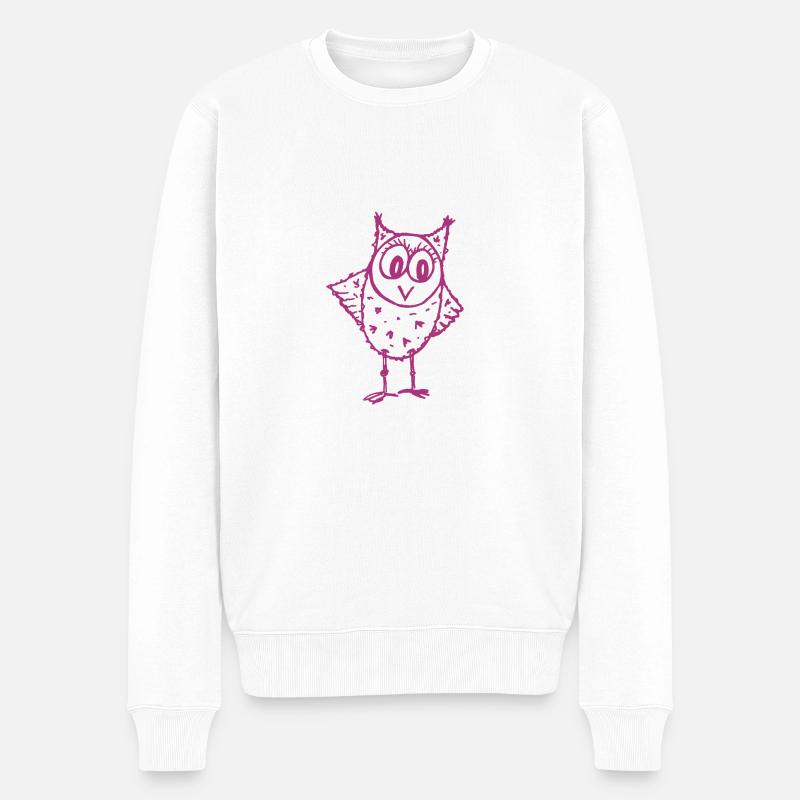 Chouette Trudi magenta - Pull Premium bio Homme - blanc