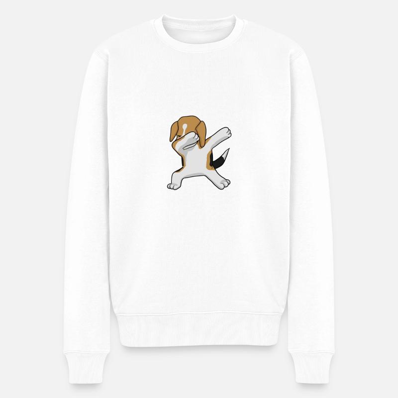Beagle Dab - tamponnant beagle - Pull Premium bio Homme - blanc