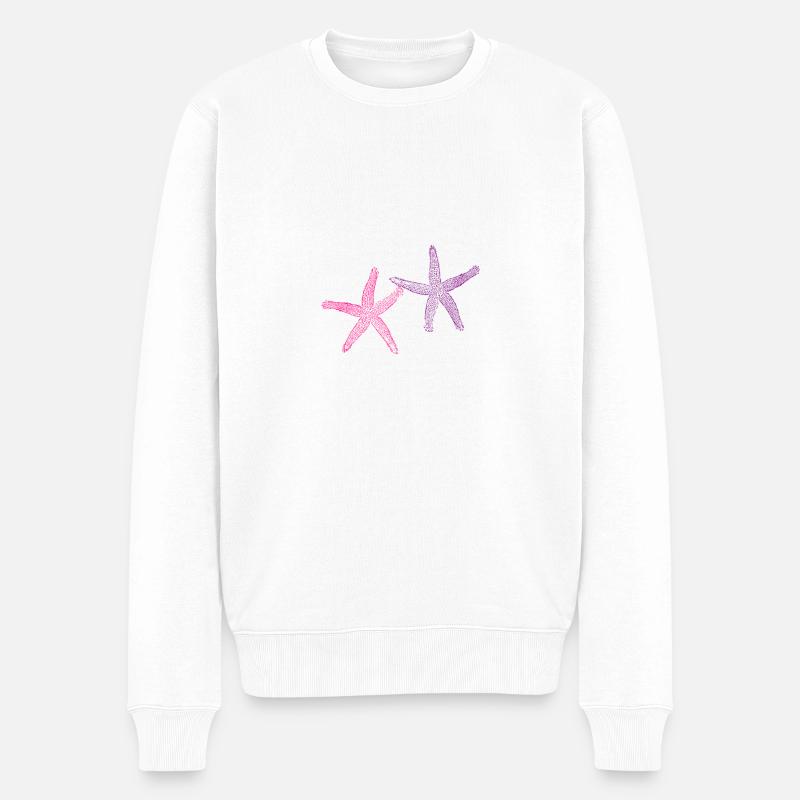 Niedlich Lustig Süß Seesterne Comic Zeichnung T-Sh - Männer Premium Bio Pullover - Weiß