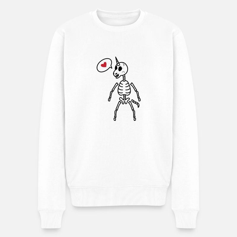 Einhorn Skelett Skeleton gruselig - Männer Premium Bio Pullover - Weiß