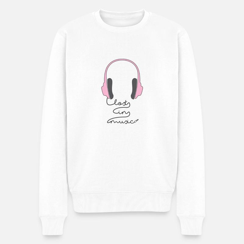 Lost in Music - Musik - Geschenk - Sänger - Sound - Männer Premium Bio Pullover - Weiß